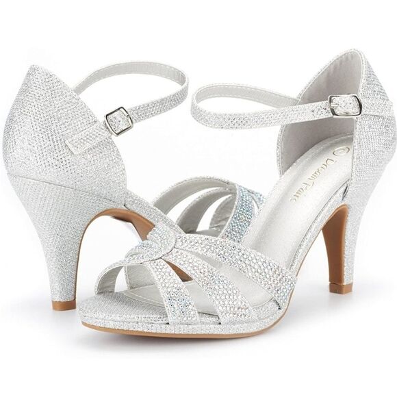 🩵NIB Dream Pairs Silver Glitter "Amore" Heels Size 10 - Picture 2 of 12